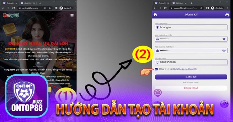 Hướng dẫn tạo tài khoản Ontop88 chi tiết